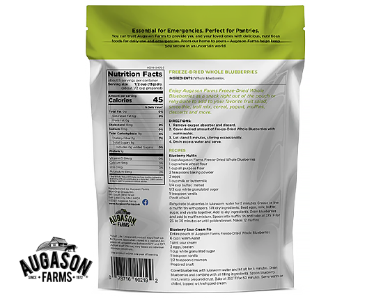 Augason Farms: Freeze-Dried Whole Blueberries Pouch